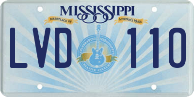MS license plate LVD110