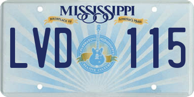 MS license plate LVD115