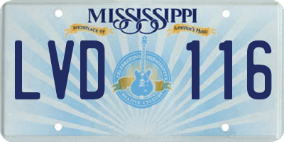 MS license plate LVD116