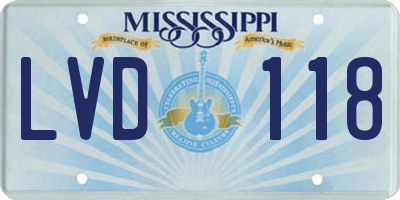 MS license plate LVD118
