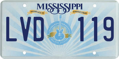 MS license plate LVD119