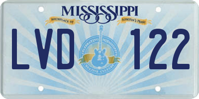 MS license plate LVD122