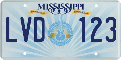 MS license plate LVD123