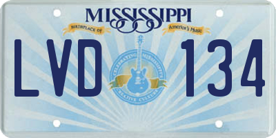 MS license plate LVD134