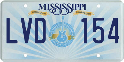 MS license plate LVD154