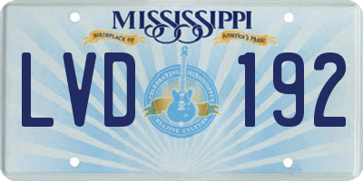 MS license plate LVD192