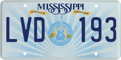 MS license plate LVD193