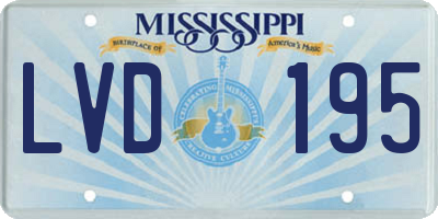 MS license plate LVD195