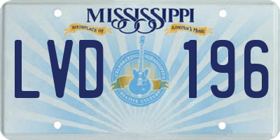 MS license plate LVD196