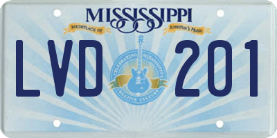 MS license plate LVD201
