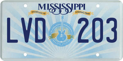 MS license plate LVD203