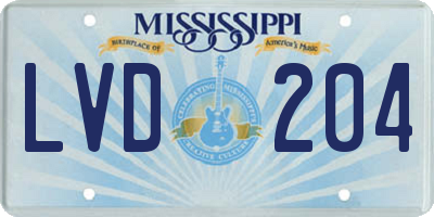 MS license plate LVD204