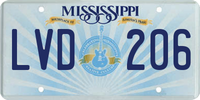 MS license plate LVD206