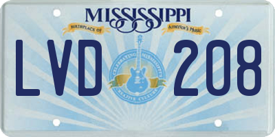 MS license plate LVD208