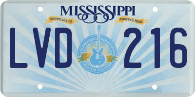 MS license plate LVD216
