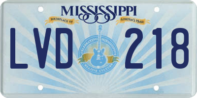 MS license plate LVD218