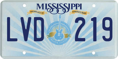 MS license plate LVD219