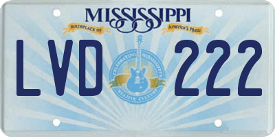 MS license plate LVD222