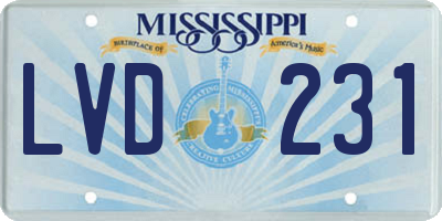 MS license plate LVD231