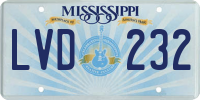 MS license plate LVD232