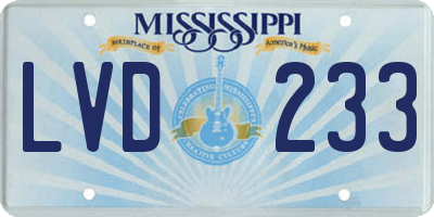 MS license plate LVD233