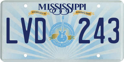 MS license plate LVD243