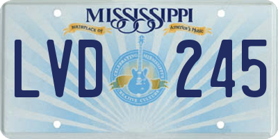 MS license plate LVD245