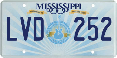 MS license plate LVD252