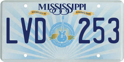 MS license plate LVD253