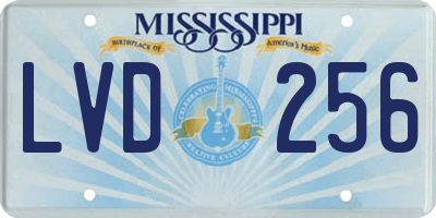 MS license plate LVD256