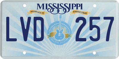 MS license plate LVD257