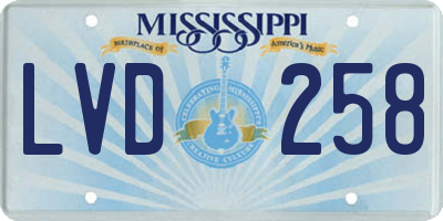 MS license plate LVD258