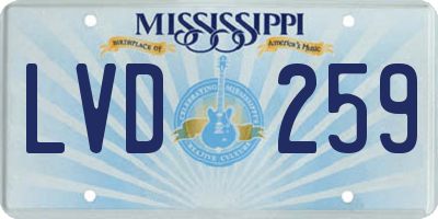 MS license plate LVD259