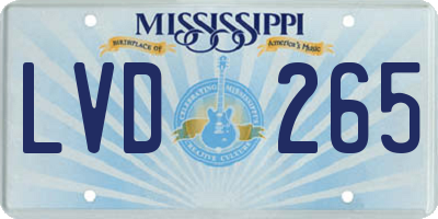 MS license plate LVD265
