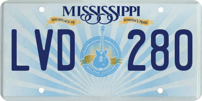 MS license plate LVD280