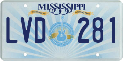 MS license plate LVD281
