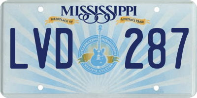 MS license plate LVD287