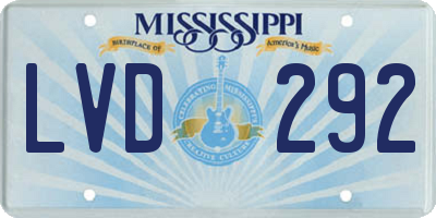 MS license plate LVD292