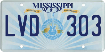 MS license plate LVD303
