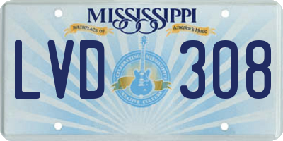 MS license plate LVD308