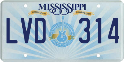 MS license plate LVD314