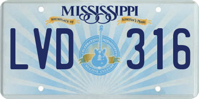 MS license plate LVD316