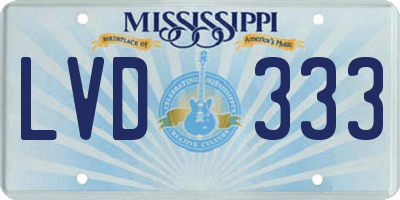 MS license plate LVD333