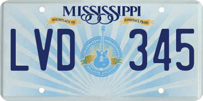 MS license plate LVD345