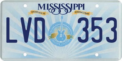 MS license plate LVD353