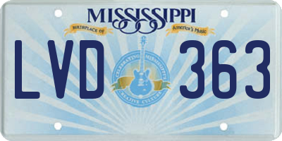 MS license plate LVD363