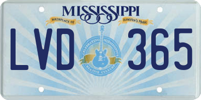 MS license plate LVD365