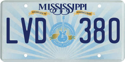 MS license plate LVD380