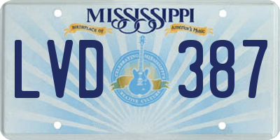 MS license plate LVD387