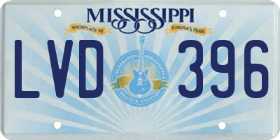 MS license plate LVD396